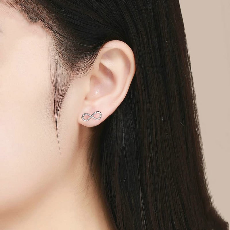 Izpack Minimalist Infinity Tiny 925 Sterling Silver Cartilage Tragus Small Stud Earrings for Women Sensitive Ears Cute Mini Huggie Post - Image 2